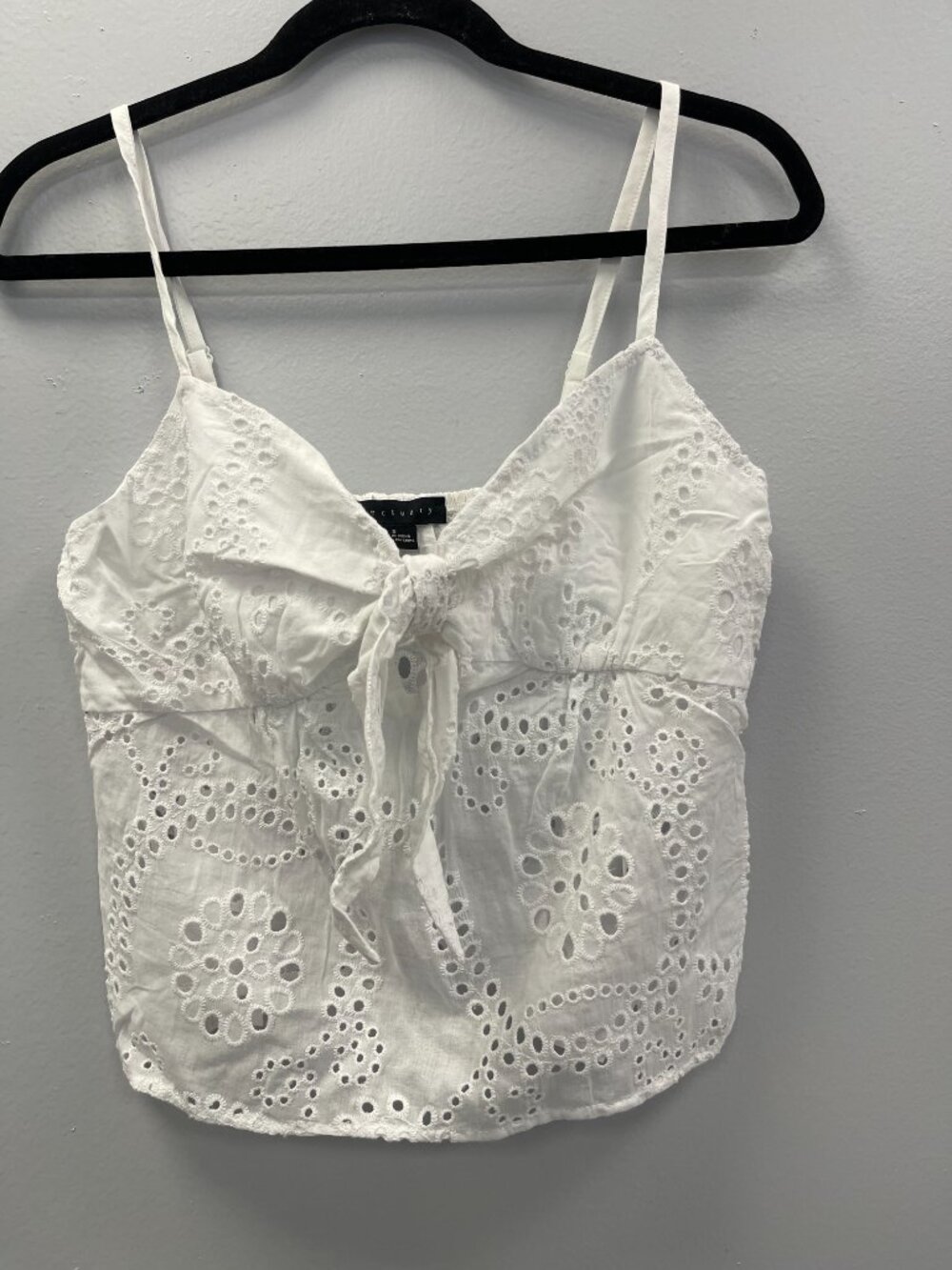 Sanctuary Cotton Tie Front Eyelet Camisole Top in White - Small - NWOT